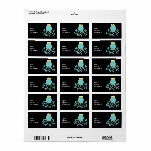 Cyaan Octopus Princess Etiket (Full Sheet)