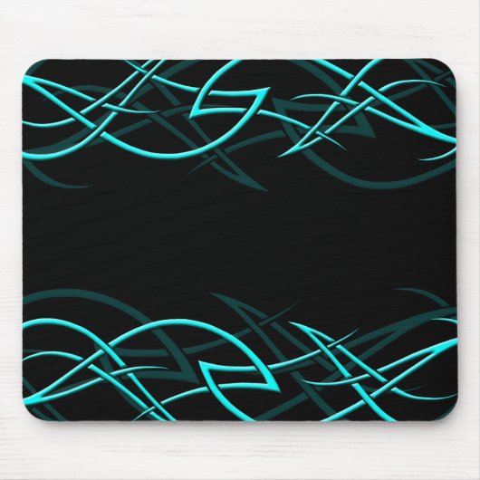 Cyaan op Black "Elegance" Mousepad Muismat (Voorkant)