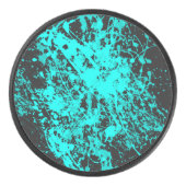 Cyaan Paint Splatter Hockey Puck (Voorkant)