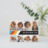 Cyaan Retro Stripe - 8 Fotocollage Briefkaart (Staand voorkant)