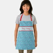 Cyaan Rode Vrolijke Feestdagen Schattige Sneeuwman Schort (Insitu)