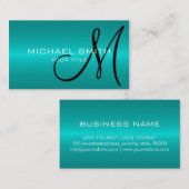 Cyaan roestvrij staal monogram visitekaartje (Voorkant / Achterkant)