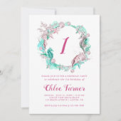 Cyaan & Roze Pastel Onder het Zee Eerste Verjaarda Kaart (Voorkant)