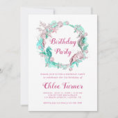 Cyaan & Roze Pastel Onder het Zee Meisje Verjaarda Kaart (Voorkant)