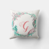 Cyaan & Roze Pastel Onder het Zee Monogram Kussen (Achterkant)