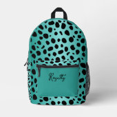 Cyaan Safari Print Bedrukte Rugzak (Voorkant)