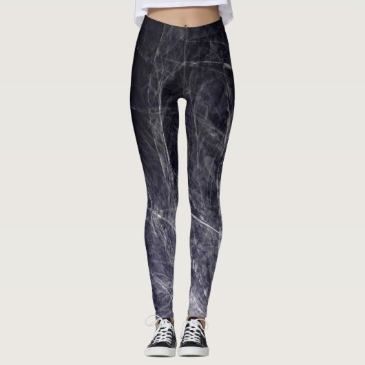 Cyaan Texture Feathers - Leggings (Voorkant)