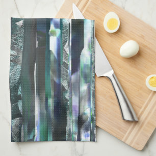 Cyaan torn strepen van smeerde en korrelige textur theedoek