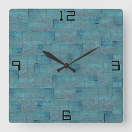 Cyaan tot grijze textuur gevormd mozaïeksneeuw vierkante klok