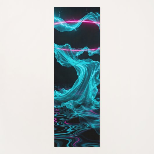 Cyaan vellen en magenta bogen draaien en vouwen yogamat (Voorkant)