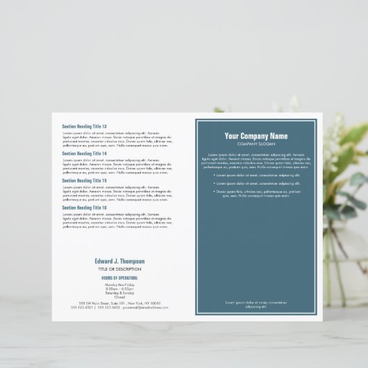 Cyaan White Simple Border Brochure (Staand voorkant)