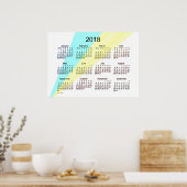 Cyaan Yellow Calendar 2018 door Janz Poster (Keuken)