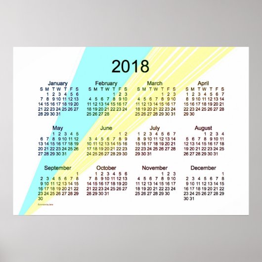 Cyaan Yellow Calendar 2018 door Janz Poster (Voorkant)