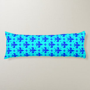 Cyaanblauw Fleur-de-lis-patroonontwerp Lichaamskussen