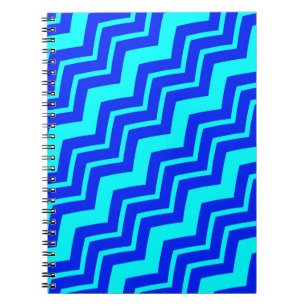 Cyaanblauw ZigZag Chevron Patroon Ontwerp Notitieboek