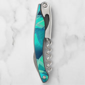 Cyaansporen met drijfveren op aquamarinedrager kurkentrekker (Achterkant)