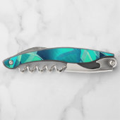 Cyaansporen met drijfveren op aquamarinedrager kurkentrekker (Achterkant)