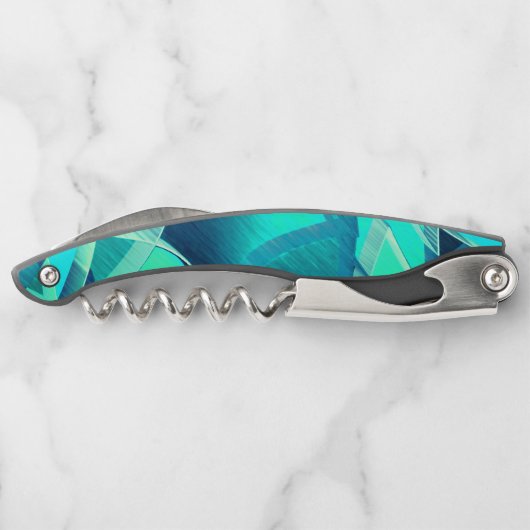 Cyaansporen met drijfveren op aquamarinedrager kurkentrekker (Achterkant)