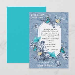 Cyaantype kleur Bloemen &Bezoekende Vlinders. RSVP Kaartje