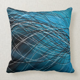 Cyaanwervelingslijnen - Sierkussen