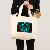 Cyan Abstracte Kunstprint Grote Tote Bag (Voorkant (product))