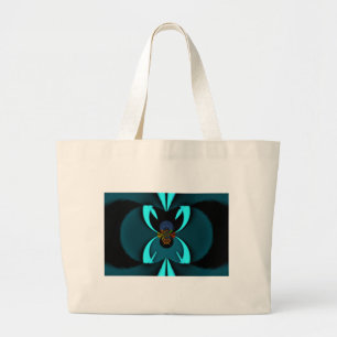 Cyan Abstracte Kunstprint Grote Tote Bag