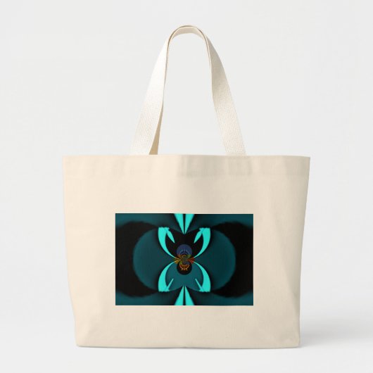 Cyan Abstracte Kunstprint Grote Tote Bag (Voorkant)