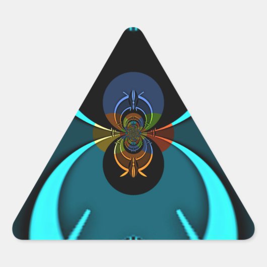 Cyan Abstracte Kunstprint Sticker (Voorkant)