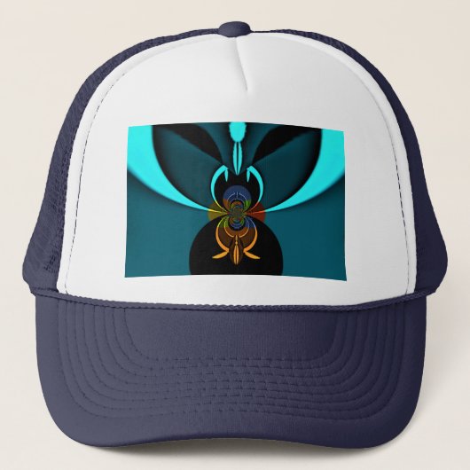 Cyan Abstracte Kunstprint Trucker Pet (Voorkant)