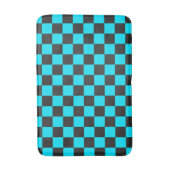 Cyan and charcoal checkerboard pattern badmat (Voorkant Verticaal)