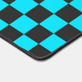 Cyan and charcoal checkerboard pattern bureaumat (Hoek)