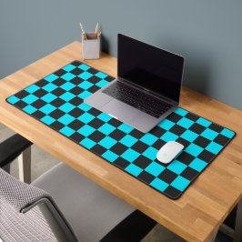 Cyan and charcoal checkerboard pattern bureaumat