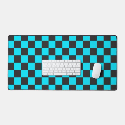 Cyan and charcoal checkerboard pattern bureaumat (Keyboard & Muis)