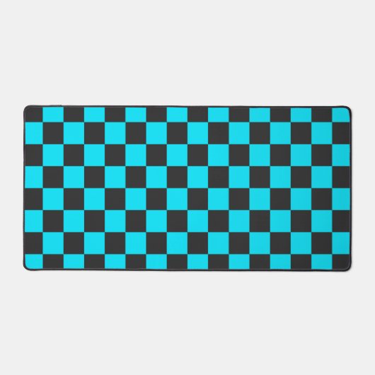 Cyan and charcoal checkerboard pattern bureaumat (Voorkant)