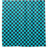 Cyan and charcoal checkerboard pattern douchegordijn (Voorkant)