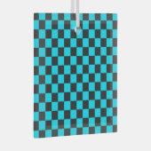 Cyan and charcoal checkerboard pattern glas ornament (Voorkant Rechts)