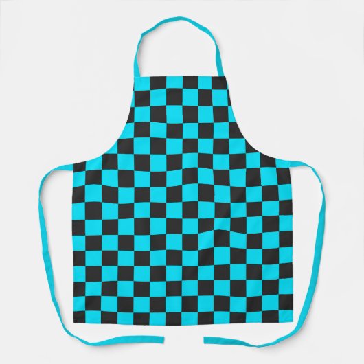 Cyan and charcoal checkerboard pattern schort (Voorkant)