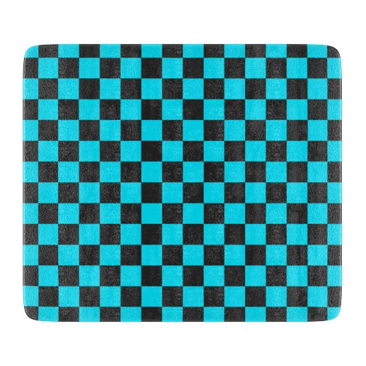 Cyan and charcoal checkerboard pattern snijplank (Voorkant)