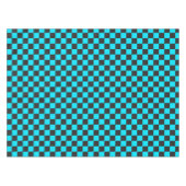 Cyan and charcoal checkerboard pattern tafelkleed (Voorkant (Horizontaal))
