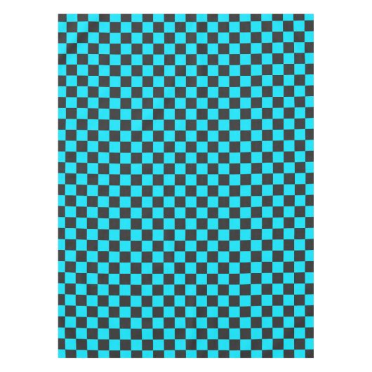 Cyan and charcoal checkerboard pattern tafelkleed (Voorkant)