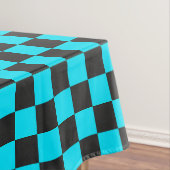Cyan and charcoal checkerboard pattern tafelkleed (Voorbeeld)