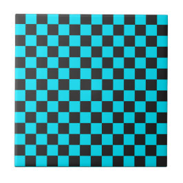 Cyan and charcoal checkerboard pattern tegeltje