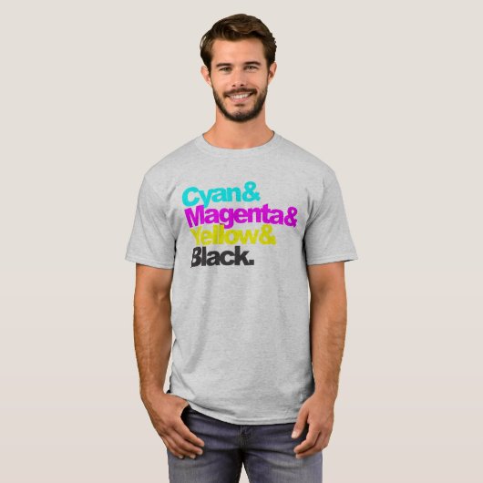 Cyan and Magenta and Yellow and Black - grey coloc T-shirt (Voorkant volledig)