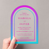 Cyan and magenta gradient elegant wedding acryl uitnodigingen (Insitu (Draagbaar))