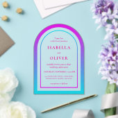 Cyan and magenta gradient elegant wedding acryl uitnodigingen (Insitu (Huwelijk))