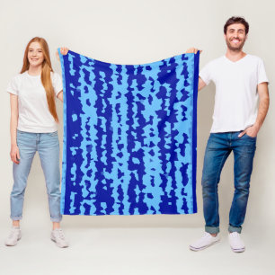 Cyan Blauwe Onregelmatige Abstracte Ontwerp Fleece Deken