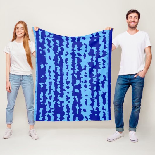Cyan Blauwe Onregelmatige Abstracte Ontwerp Fleece Deken (In situ)