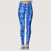 Cyan Blauwe Onregelmatige Abstracte Ontwerp  Leggings (Voorkant)