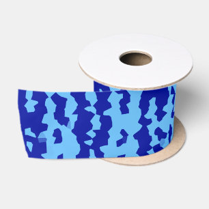Cyan Blauwe Onregelmatige Abstracte Ontwerp  Satijnen Lint