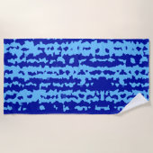 Cyan Blauwe Onregelmatige Abstracte Ontwerp Strandlaken (Voorkant)
